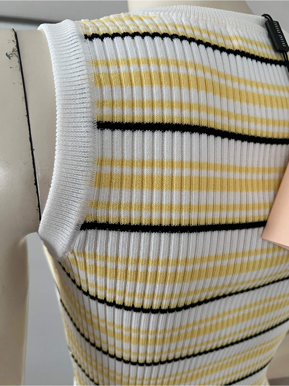 NWT — Yellow & White Striped Ribbed Mini Dress - Picture 7 of 13